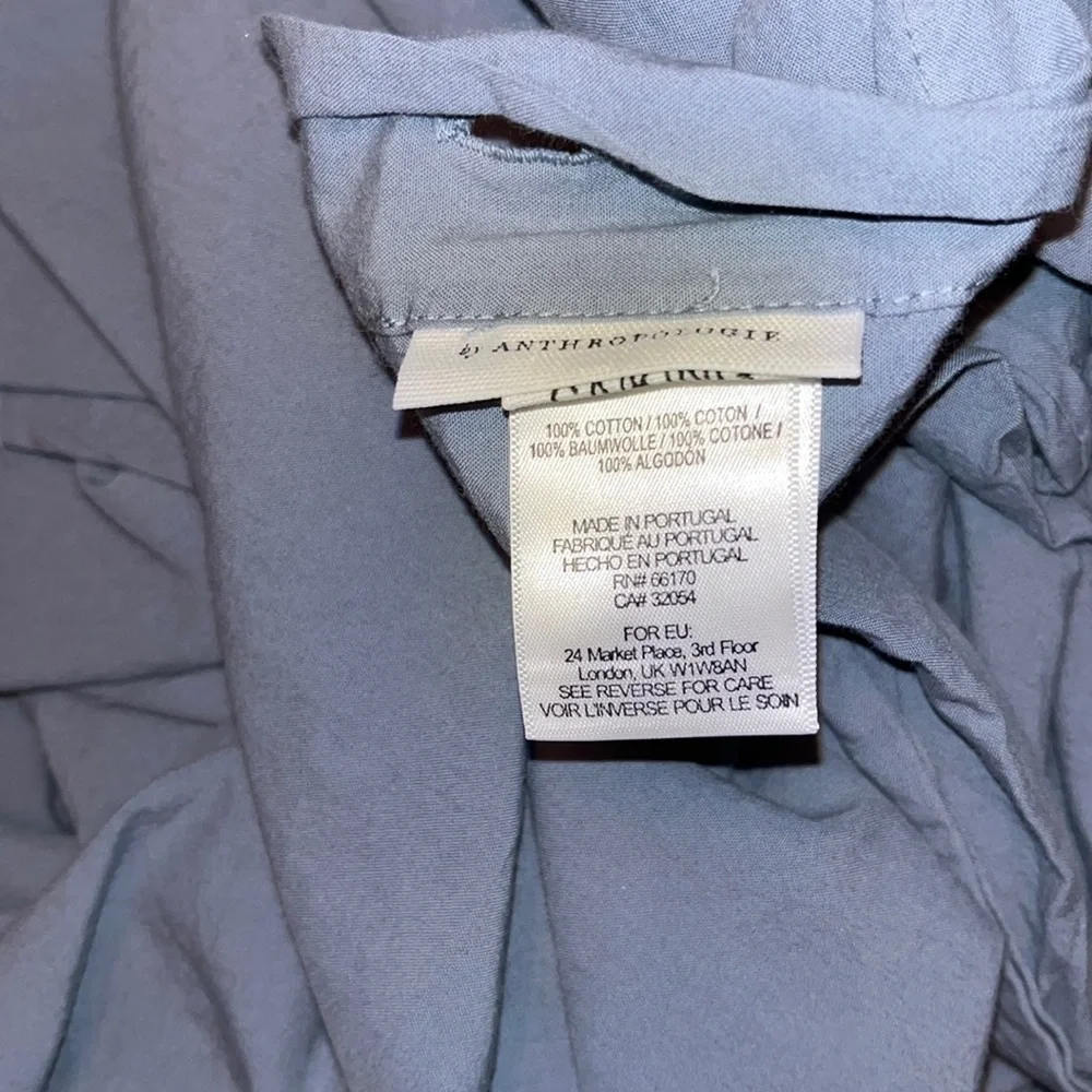 New Anthropologie Joey Washed Percale Duvet Cover Cal King Blue